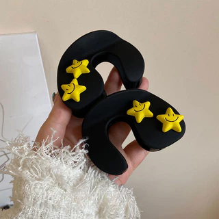 Matte Yellow Star อะคริลิค Hairpin หางม้าคลิปผม Big Grips Hairpin Headwear อุปกรณ์เสริม