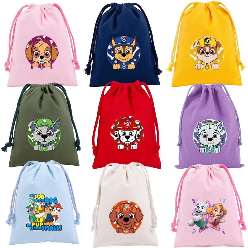 New PAW Patrol Bundle Pocket Cute Dog Cartoon Drawstring Bag Cloth Bag Gift Storage Party Gift Bag