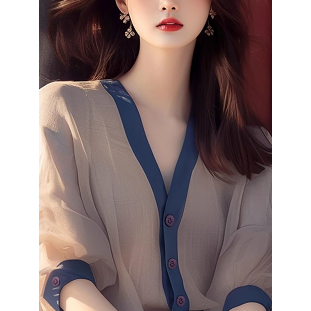 High-end Light Luxury Elegant Design เกาหลีสไตล์วิทยาลัยผู้หญิงหลวม Chic เสื้อที่สวยงาม ราคา ถูกที่สุด ดีลบีเคเค แกลเลอรีภาพที่ 5
