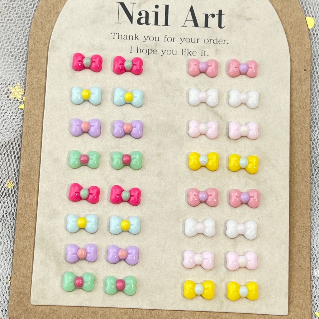 Influencer Bowknot Nails Small Accessories Dopamine Bone Shape Bowknot Sweet Small Bow Tie Wear Nail Accessories