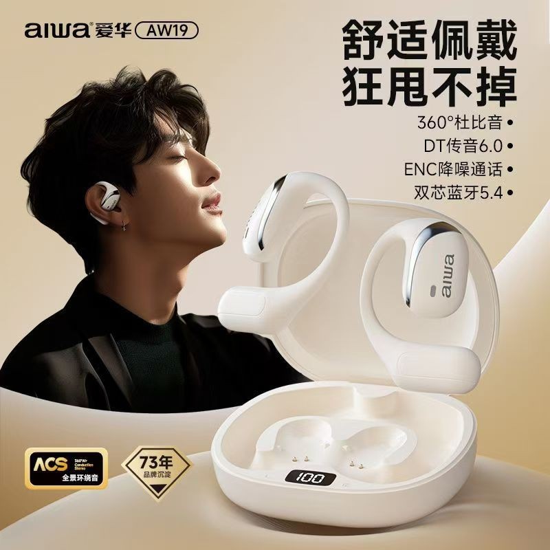 Aiwa AW19 Open Earbuds หูฟังไร้สาย Bluetooth 5.4 หูฟังกีฬาตัดเสียงรบกวนอัจฉริยะ