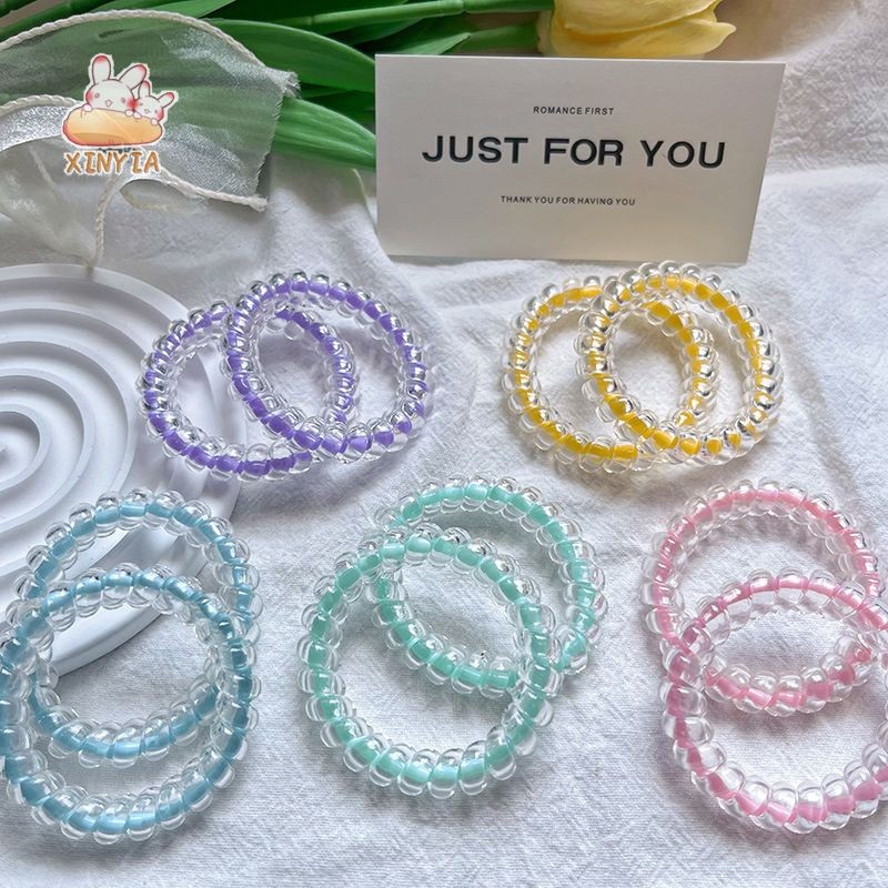 Macaron สี Double-layer โทรศัพท์ลวดเชือกผมยืดหยุ่นสูงยาง Band หางม้า HeaddressXINYIA.TH