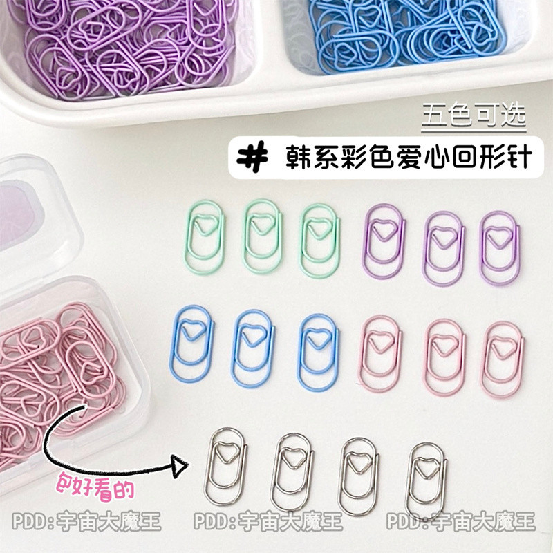 [Koo Ka] คลิปหนีบกระดาษหัวใจรักสี Dopamine รูปแบบใหม่ ins Style Outlet Card Packing คลิปหนีบกระดาษคงที่ Niche Decorative Pin