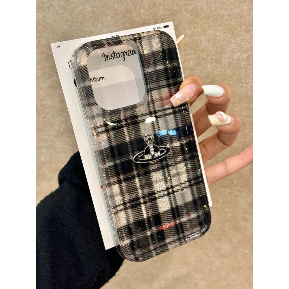 หมึกสาดลายสก๊อตดาวเคราะห์เหมาะสําหรับไอโฟน16เคสโทรศัพท์ไอโฟน15นุ่ม14สไตล์ใหม่13โปรแม็กซ์การ์ตูน12/11/เคสนิ่มหญิง วีบีที6