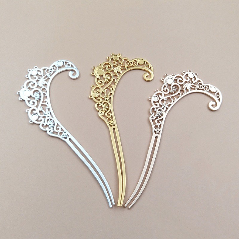 5pcs สไตล์โบราณสองด้านดอกบัวพระราชวังผ้าโพกศีรษะ DIY เครื่องประดับเจ้าสาวขายส่ง