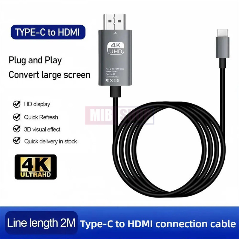 4k 60Hz สาย HDMI To Type C การแปลงวิดีโอ HD สายอะแดปเตอร์ USB C เป็น HDMI สายหน้าจอเดียวกันไม่มีความล่าช้าสําหรับโทรศัพท์ทีวีคอมพิวเตอร์การฉายภาพหน้าจอ 2 เมตรสาย