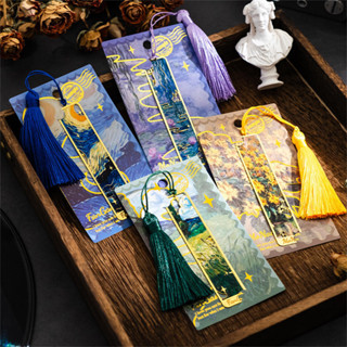 ที่คั่นหนังสือโลหะพร้อมพู่, Golden Hollow Bookmark Van Gogh …