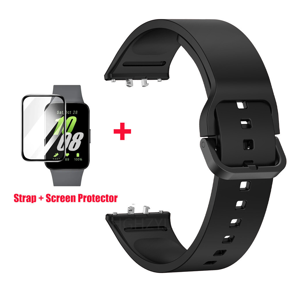 Original ซิลิโคนกีฬาสําหรับ Samsung Galaxy Fit 3 นาฬิกาสร้อยข้อมือ Correa สําหรับ Galaxy Fit3 พร้อมแถบป้องกันหน้าจอ