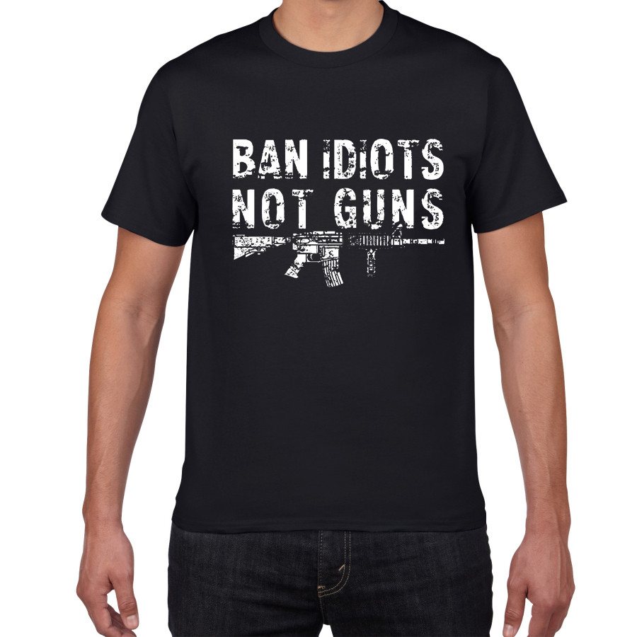 Pro-Gun Second Amendment อเมริกันธง 100T ผ้าฝ้ายบุรุษเสื้อยืดบ้าน Idiots ไม่ใช่ Guns streetwear hara