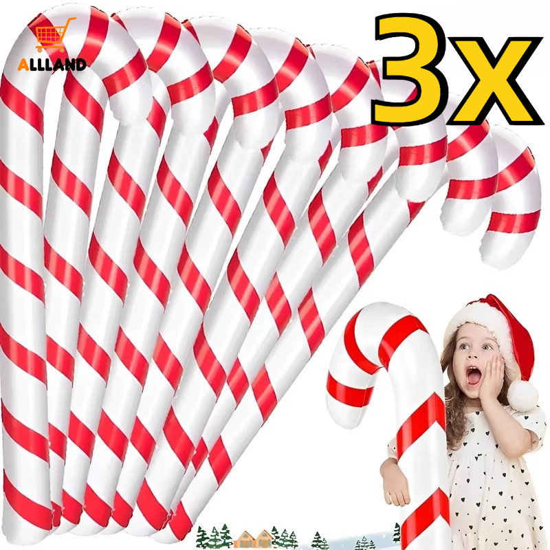 คริสต์มาสพองลูกอมอ้อยบอลลูน-สีแดงสีขาวลายเดินติดลูกโป่ง-ต้นคริสต์มาสแขวนเครื่องประดับปีใหม่พรรคตกแต่งเด็กของขวัญ