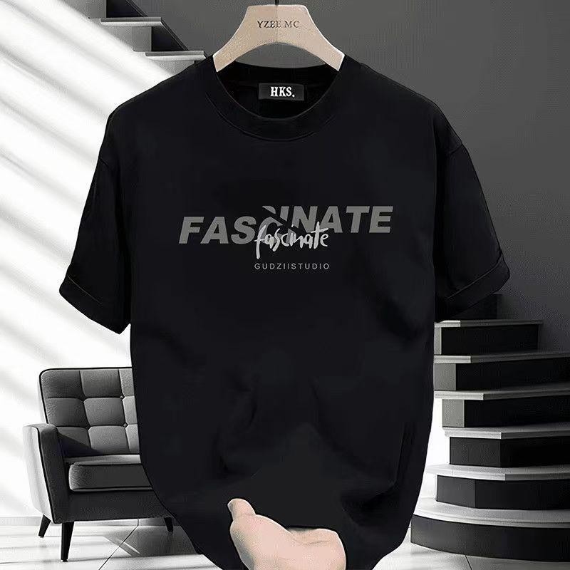 เสื้อยืดแขนสั้น เฮฟวี่เวท ผ้าฝ้ายแท้ ทรงหลวม คอกลม แบรนด์อินเทรนด์ เหมาะสำหรับฤดูร้อนใหม่ 2024 สไตล์เยาวชน อินเทรนด์
