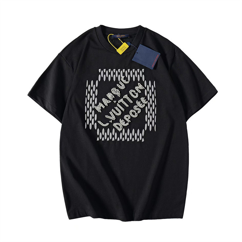 เสื้อยืดคอกลมปักลายลูกปัดหลวมแฟชั่นอินเทรนด์ใหม่ ไม่จํากัดเพศ กก66