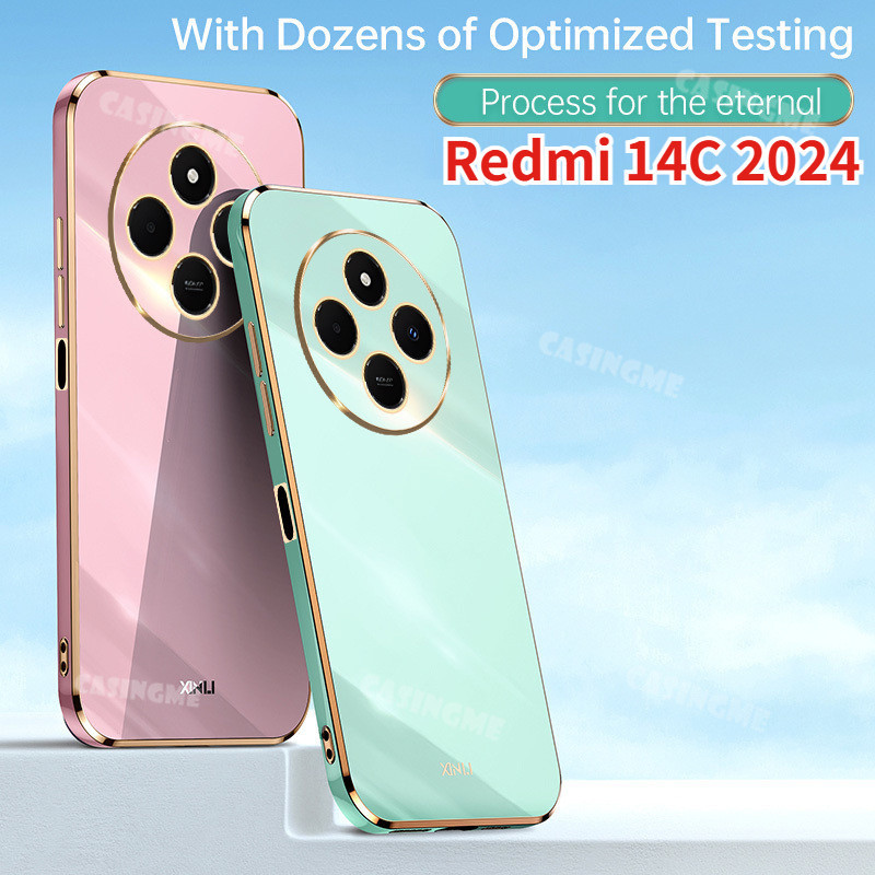 Redmi 14C 2024 หรูหราชุบสําหรับ Redmi 14C Redmi14C 14 C C14 4G 5G 2024 เคสโทรศัพท์ซิลิโคนอ่อนนุ่มกัน