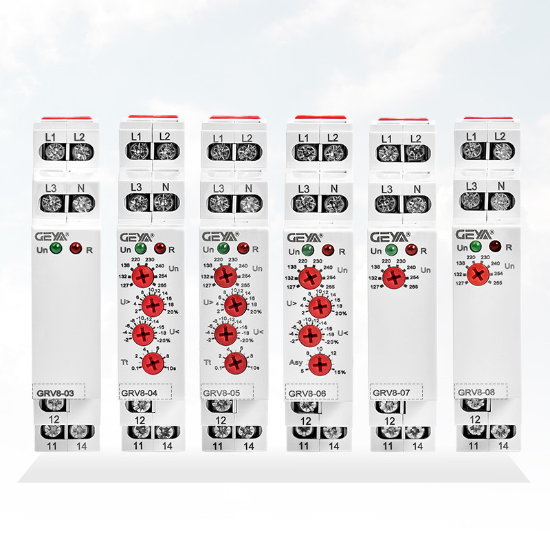 เฟสลําดับ Protector สาม-Phase แรงดันไฟฟ้า GEYA GRV8-03-04-05-06-08 Missing Phase-off การตรวจสอบรีเลย์ 380 AC 05