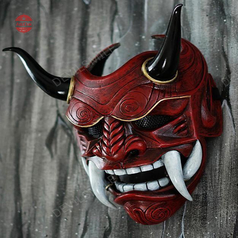 Adacoi หน้ากากสวมหน้ากากฮาโลวีนผีฮันย่าญี่ปุ่น Prajna หน้ากากครึ่งหน้า Samurai TH