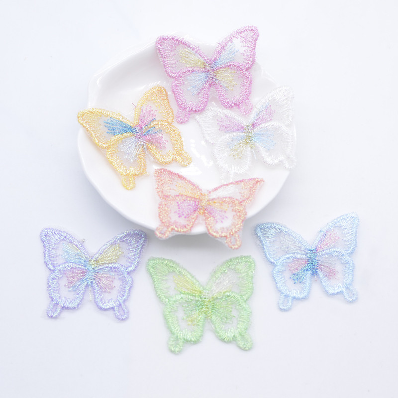 10 ชิ้น 38 * 33 มิลลิเมตร Mirage ปักตาข่ายผีเสื้อ Appliques สําหรับเสื้อผ้าหมวกเย็บแพทช์ DIY Headwear คลิปผมโบว์อุปกรณ์เสริม