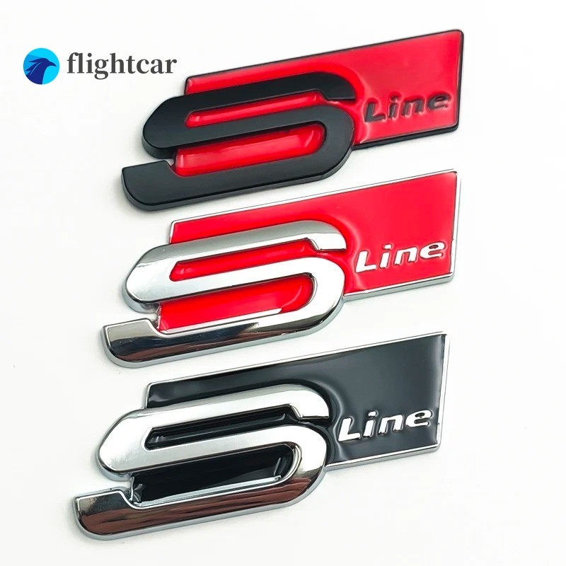 3d โลหะขนาดใหญ่สีดํา Sline โลโก้ S Line Emblem รถ Badge สําหรับ Audi A1 A3 A4 A5 A6 Q2 Q5 Q7 Q3 S3 S