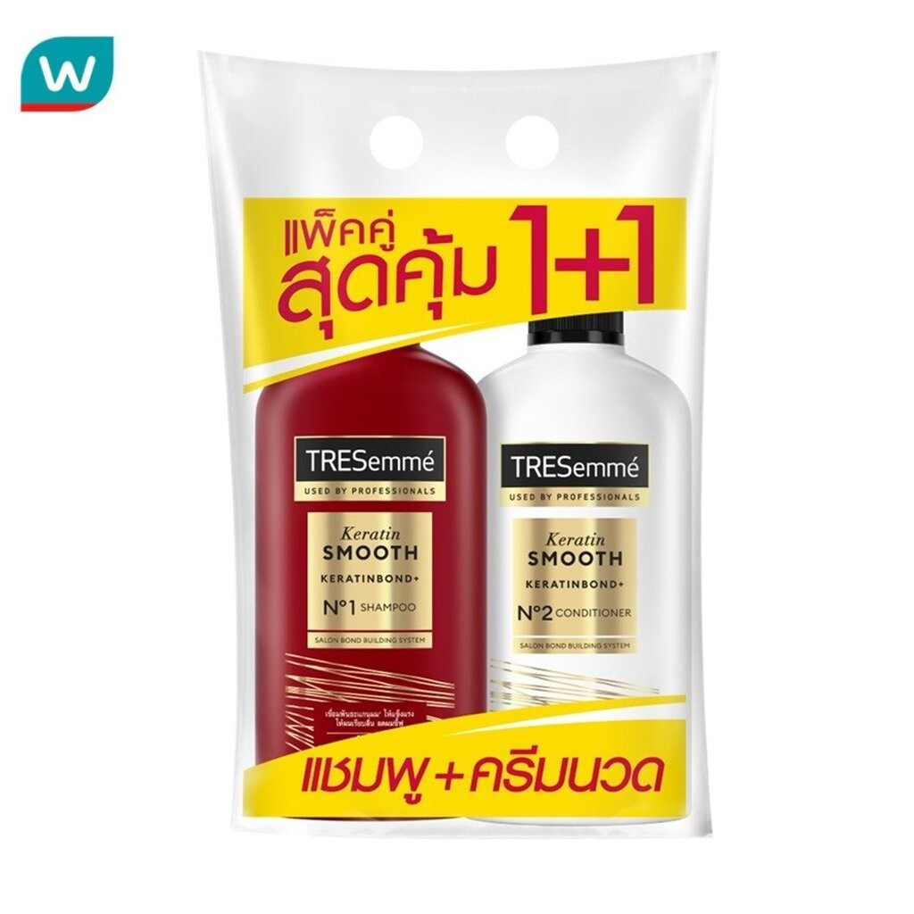 TRESemme เทรซาเม่ แชมพู+คอนดิชั่นเนอร์ เคราติน สมูท 370 มล.ยาสระผม แข็งแรง เรียบลื่น ลดผมชี้ฟู