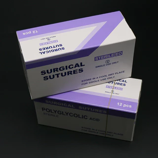 PGA 12pcs 90 ซม. สัตว์ดูดซึมผ่าตัดเย็บด้วยเข็มกรดโพลีไกลโคลิก PDO