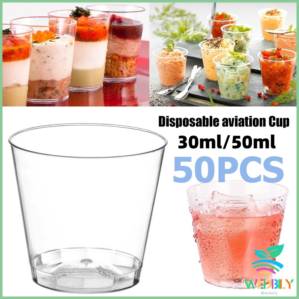 50ml/30ml แก้วน้ําพลาสติกใส ขนาดเล็ก แบบใช้แล้วทิ้ง 50 ชิ้น แก้วเปค Plastic cup