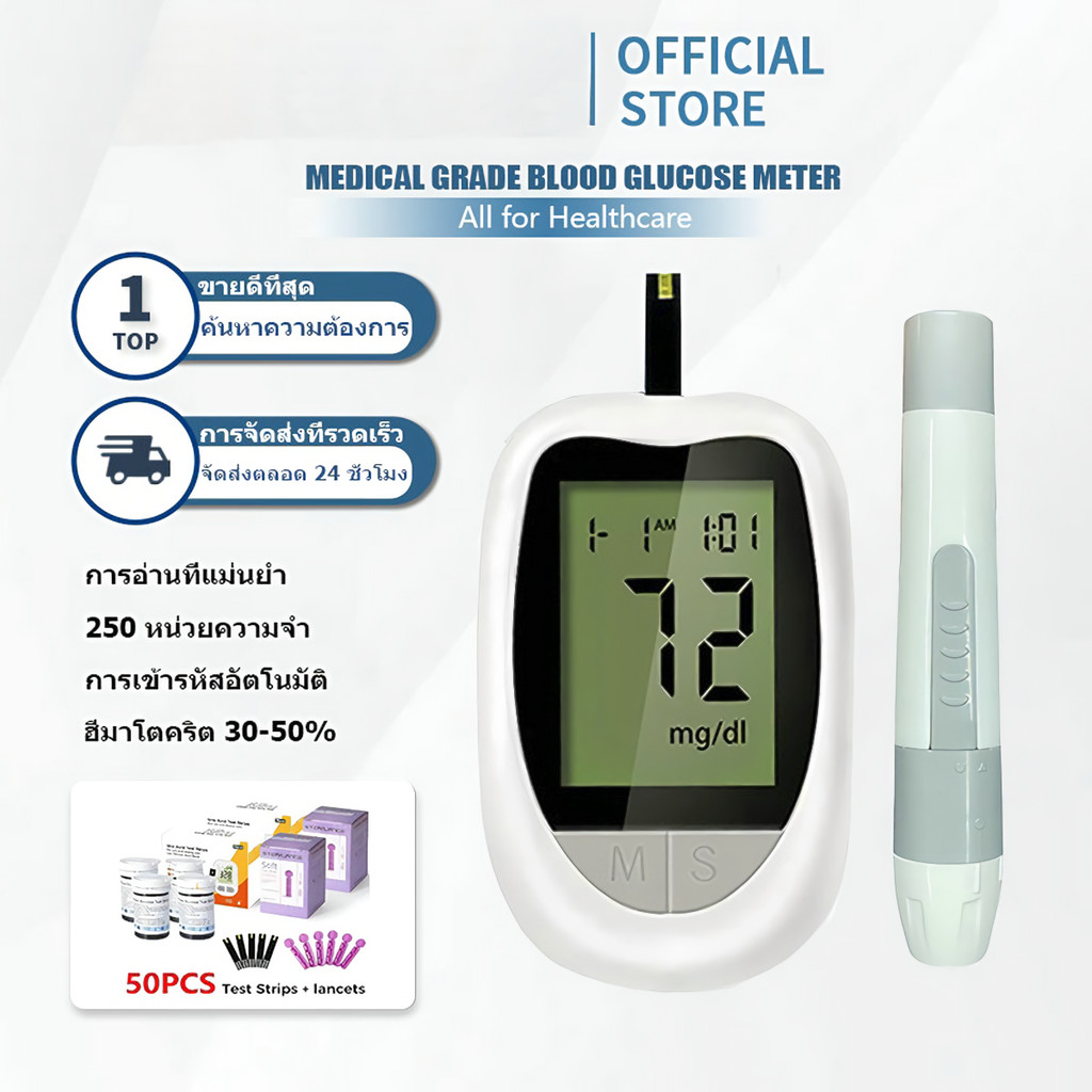 Sinocare แผ่นตรวจน้ำตาล แผ่นทดสอบ Blood Glucose test strips