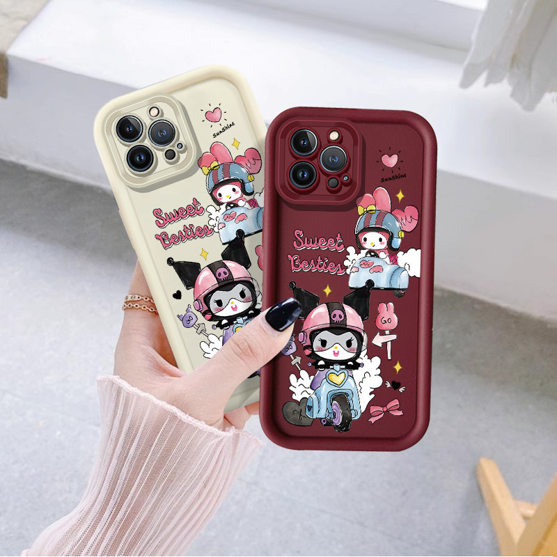Cool biker Kuromi สําหรับ OPPO A16K A16E A36 A76 A58 A74 A95 A83 F11 Pro F5 F7 F9 Reno 2f 2z 5 8 8t นุ่มการ์ตูน shookproof เคสโทรศัพท์