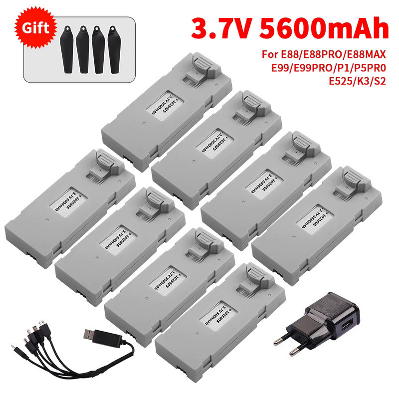 3.7V 5600mAh Rechargeable Lipo battery For RC Drone E88 E88PRO E99 S2 P1 K3 P10 A13 S98 E525 RC Quad