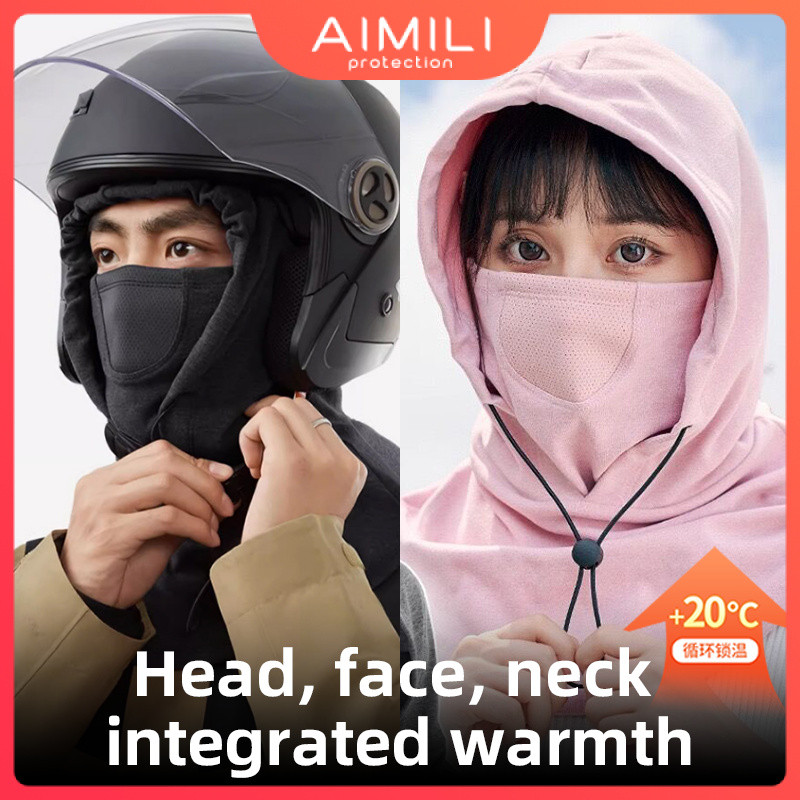 ฤดูใบไม้ร่วงและฤดูหนาวขี่กลางแจ้ง Windproof ใบหน้า, หน้ากากหมวกผ้าพันคอ One Piece Breathable เต็มใบหน้าป้องกันหมวก