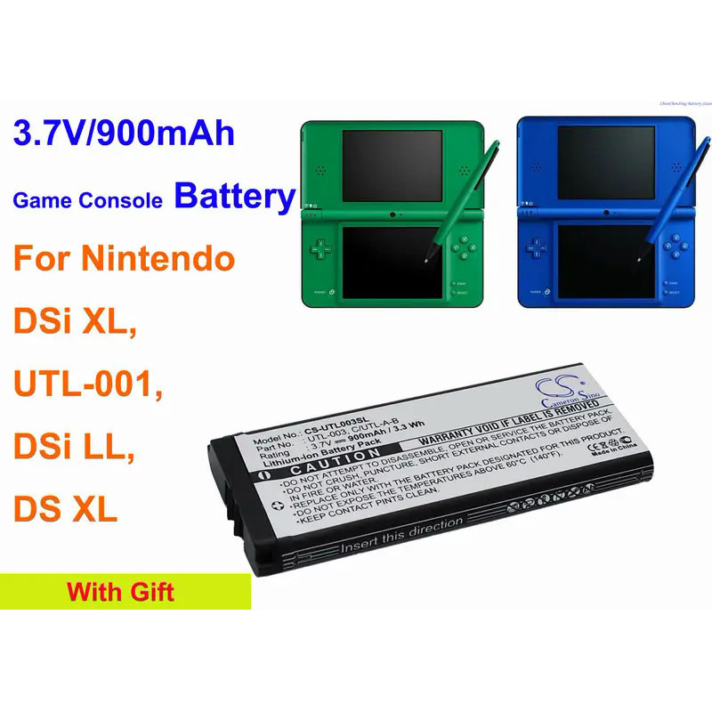 Cameron Sino 3.7V 900mAh Battery C/UTL-A-BP, UTL-003 for Nintendo DS XL, DSi LL, DSi XL, UTL-001