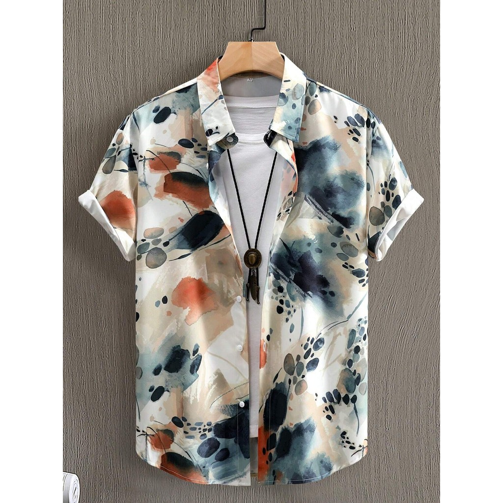 Manfinity Homme Men_s Summer Floral Print Short Sle