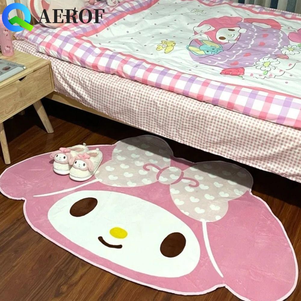 Aerof พรมลายการ์ตูน Melody, พรมปูพื้นน่ารักตุ๊กตาสั้น, พรมเช็ดเท้า Kitty Soft Cinnamoroll พรมห้องนั่งเล่น