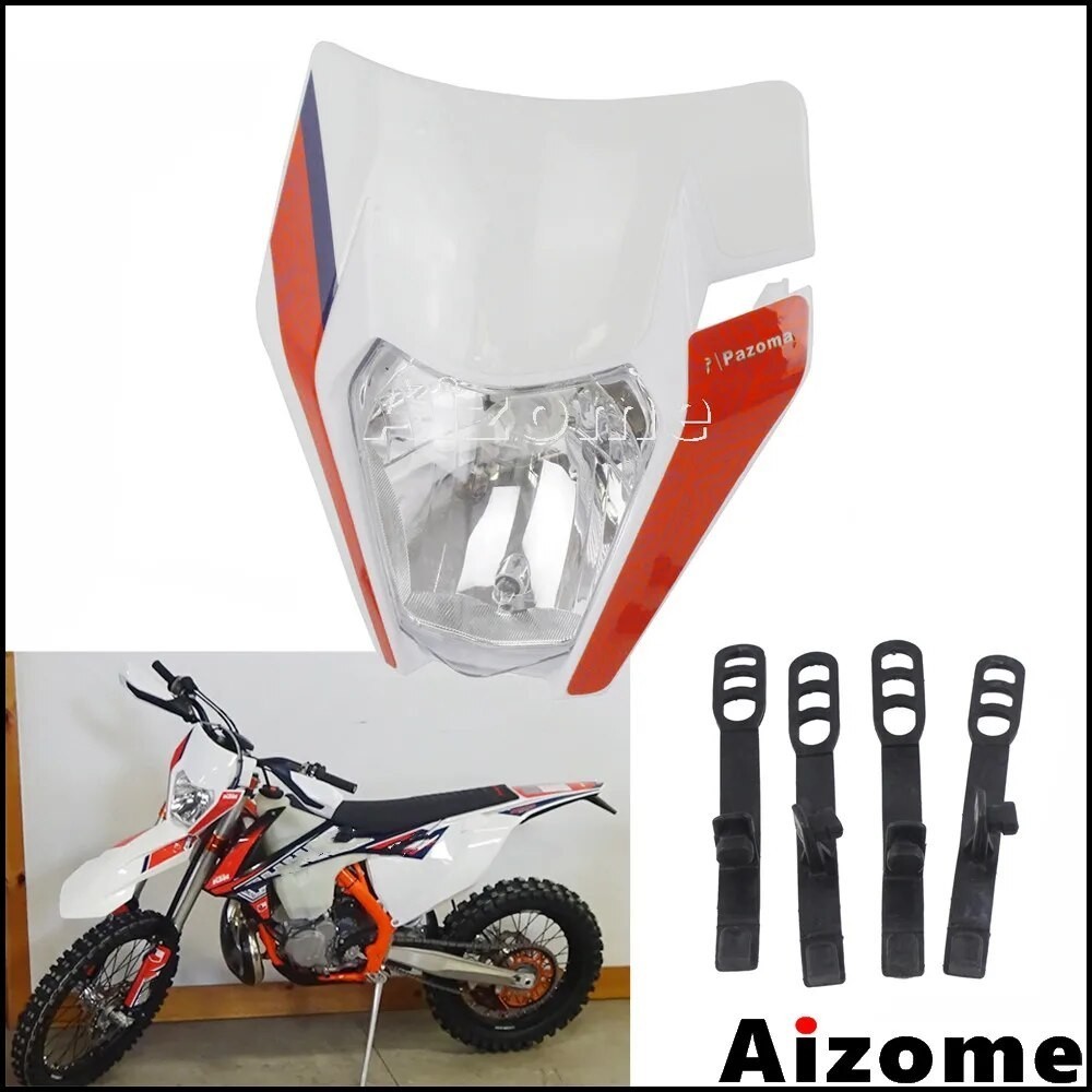 AI White Dirt Bike Emark Headlamp Mask Enduro Sticker Headlight For  XC EXC XCF XC-W EXC-F Six Days 
