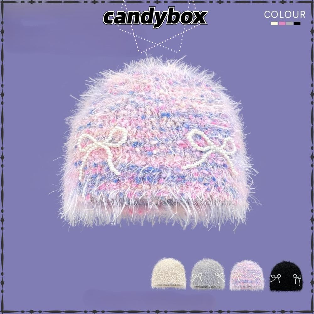 Candybox Beanies หมวก, Keep Warm หมวกถักกันลม, แฟชั่นโบว์ออกแบบ Y2k Pullover หมวกฤดูหนาว