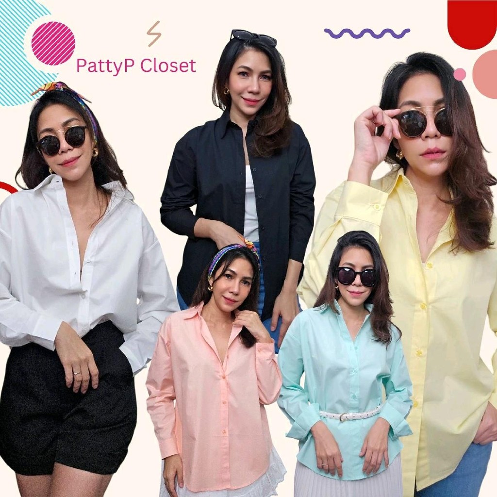 [หน้าผ้า 46"] Basic cotton shirt สไตล์ oversized Clothing Lady