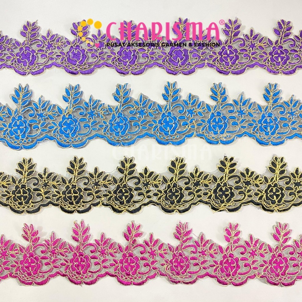 Charisma Lace CFR สาย Fllow - ลูกไม้ปักสําหรับเสื้อผ้า / กว้าง 8.5 ซม. / ลูกไม้ขอบ