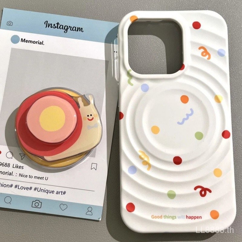 เคสโทรศัพท์มือถือสำหรับ iPhone ลายจุดสีหมุนหอยทากขนาดเล็ก16Promax/15/14หญิง13/12/11pro รุ่นใหม่ xsmax/XR ป้องกันการตกรูขนาดใหญ่เคสป้องกันแบบรวมทุกอย่างเคสแม่เหล็ก v0qm