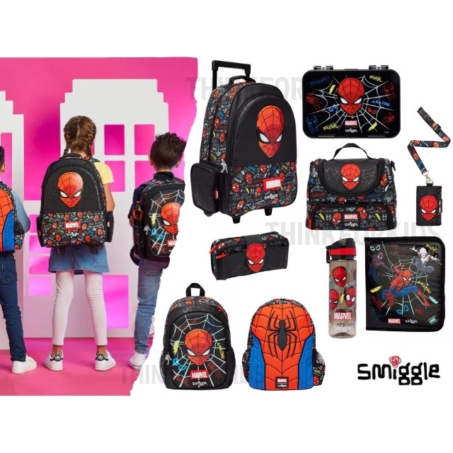 Smiggle Set spider man ล้อลาก เป๋าเป้16 เป๋าเป้14 ขวดน้ำ กล่องอาหาร เซ็ตสี พร้อมส่งในไทย จ้าาาา