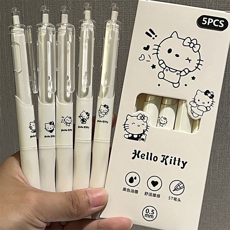 5pcs Sanrio ปากกาเจล Hello Kitty Kuromi Pachacco นักเรียนสอบปากกา Quick Dry Office ปากกาลายเซ็นอุปกรณ์การเรียนเครื่องเขียนอุปกรณ์
