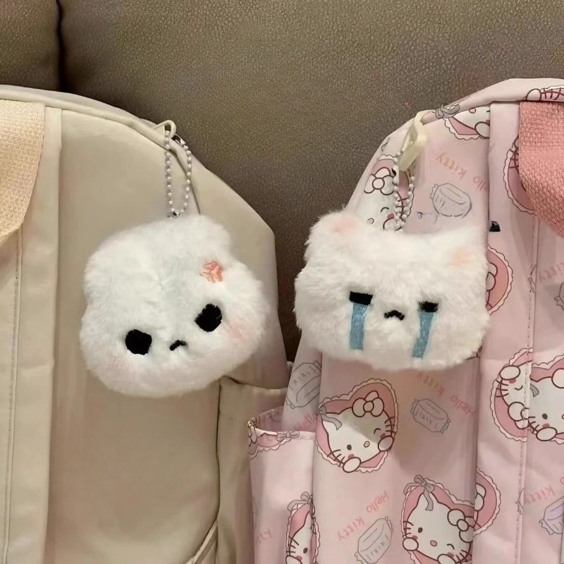 ตุ๊กตาตุ๊กตาน่ารักกระต่ายสีขาวพวงกุญแจแหวนจี้อุปกรณ์เสริม