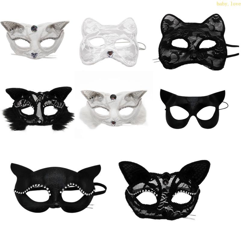 Blove* สําหรับแมวลูกไม้ปาร์ตี้ฮาโลวีนลูกไม้ Masquerade Lace Fox Face