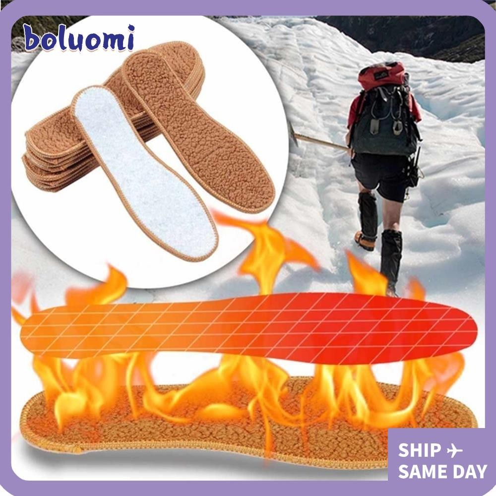 Bolomi Alpaca Plush Insoles Snow Boots Insoles Elastic Shock Absorbing Keep Warm Wool Thicken