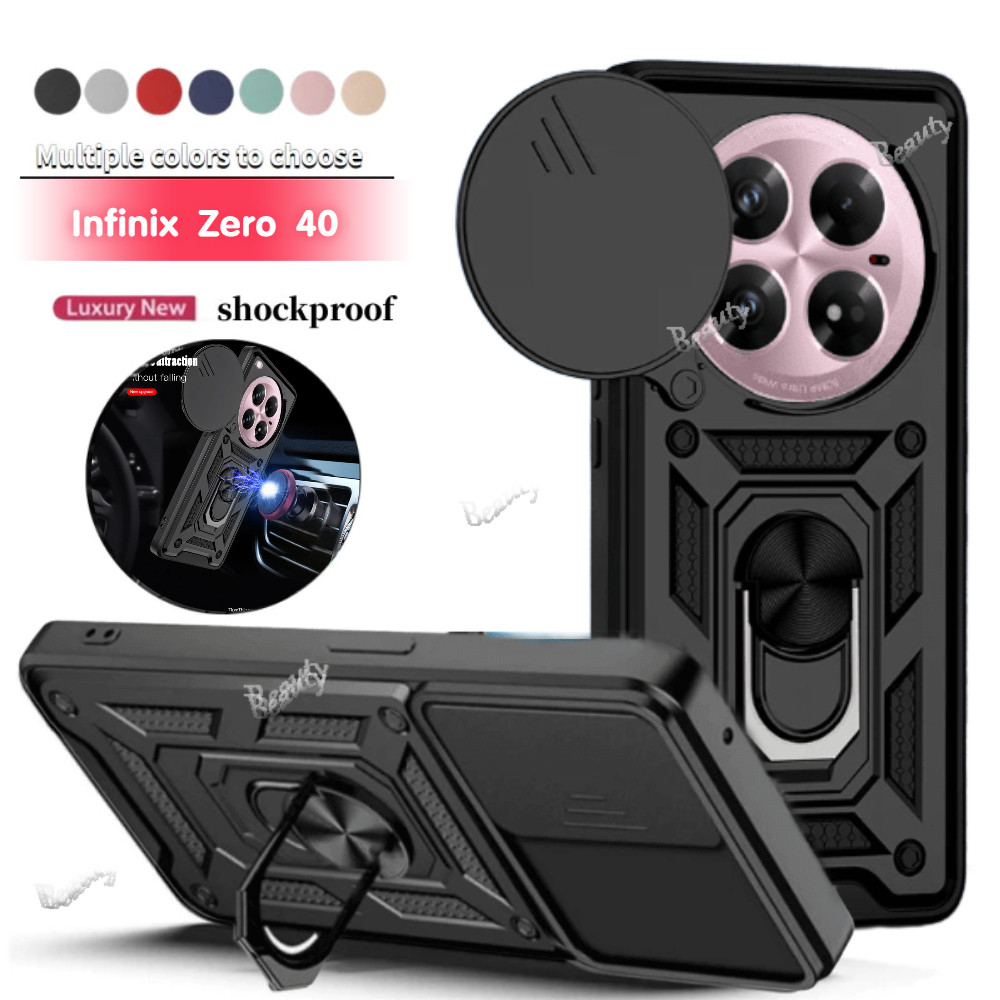 สําหรับ Infinix Zero 40 4G 2024 เคสโทรศัพท์ Infinix Zero 40 5G Z40 Zero40 Infinix Zero 30 Zero30 4G 5G ปลอกกันกระแทกเกราะแหวนวงเล็บ Stent Push กล้องเลนส์ป้องกันปกหลัง