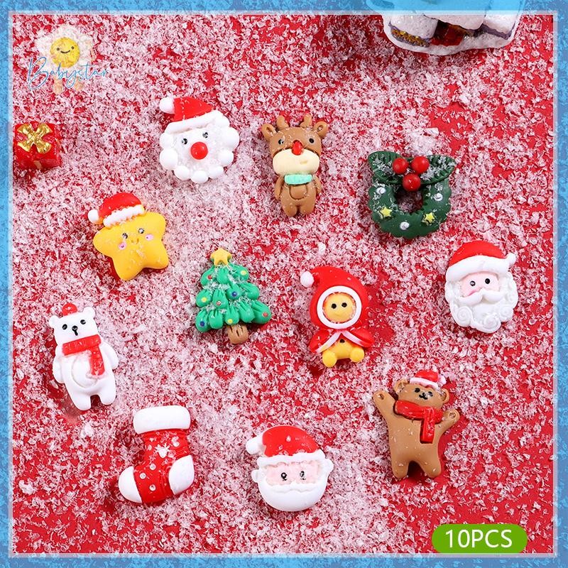 [InthehotT] 10 ชิ้นการ์ตูนคริสต์มาส Snowman Reindeer อุปกรณ์เรซินทําด้วยมือ DIY เครื่องประดับตกแต่งครีมเจลอุปกรณ์เสริมของขวัญ [ใหม่]