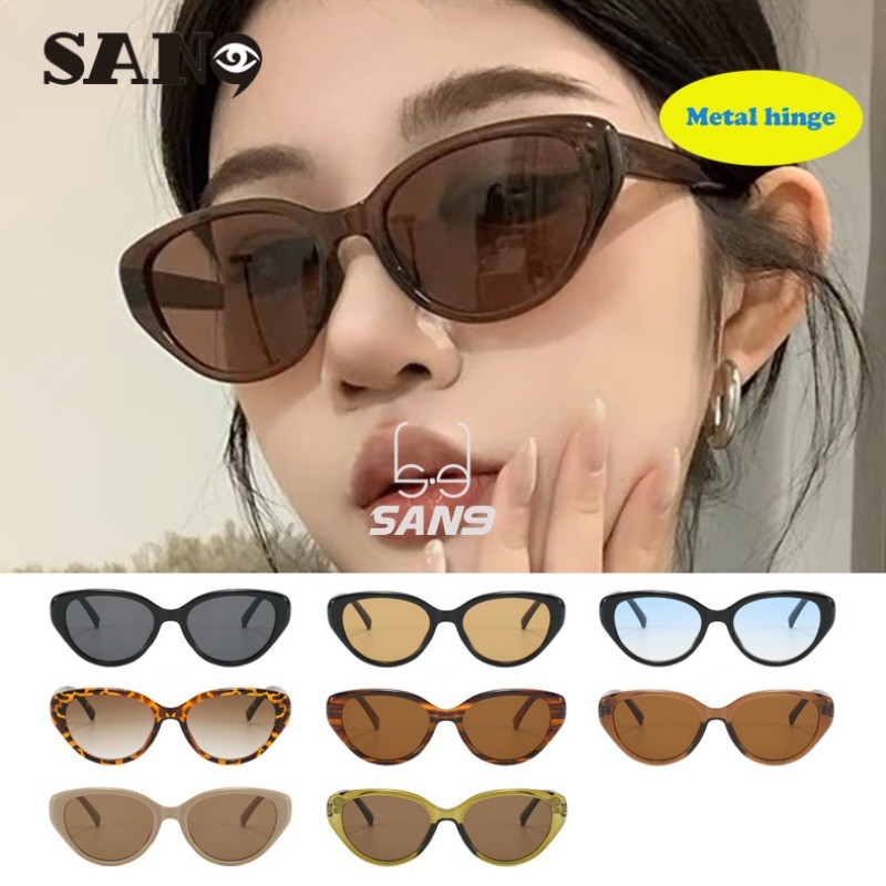 สินค้าพร้อมCOD (San9)แว่นกันแดด Cat Eye สามเหลี่ยมย้อนยุคใหม่สําหรับผู้หญิง