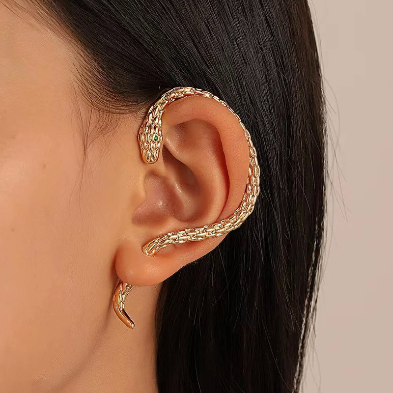 Punk Snake Clip Earrings Men's Ladies Hip Hop Ear Clips Retro Earrings Earmuffs Earrings Party Jewel