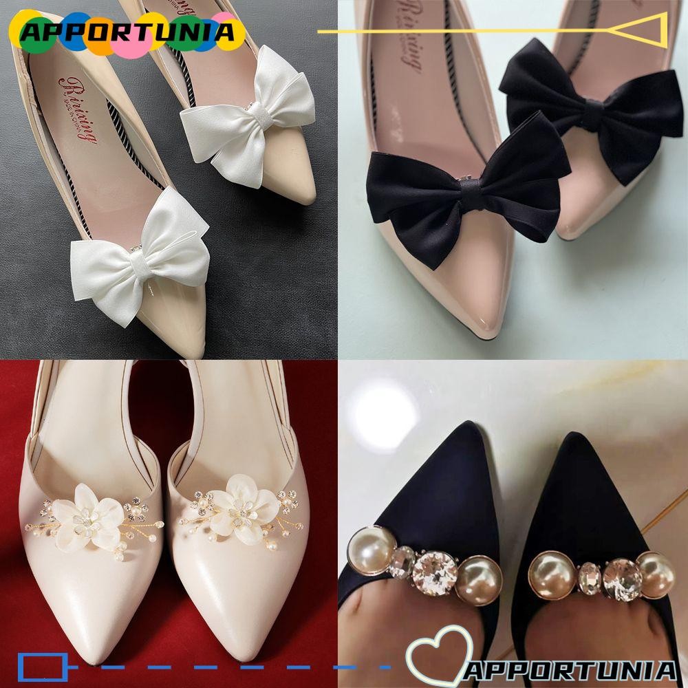 Apportunia 2PCS Rhinestone คลิปรองเท้าผู้หญิงเงาคลิปตกแต่งเข็มกลัด Charm Buckle