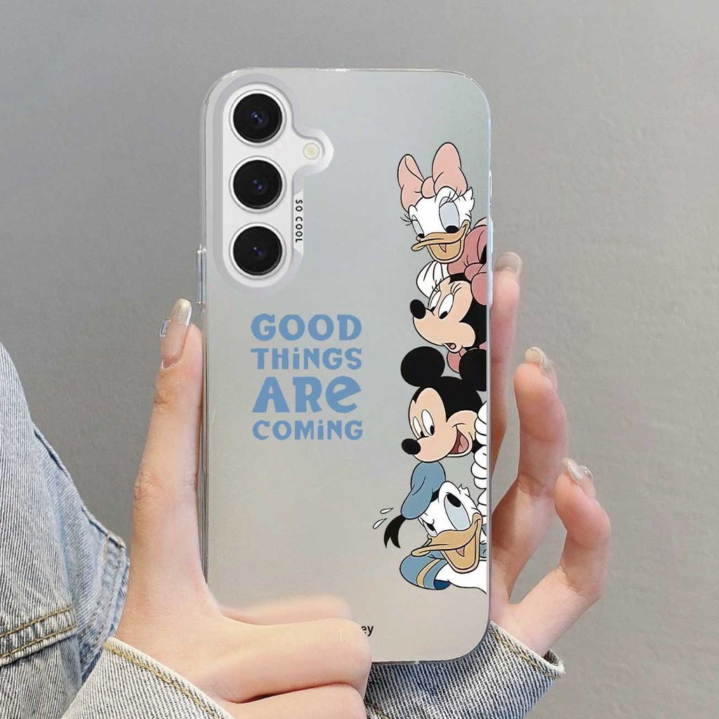 Samsung Galaxy S24 FE s24FE S23 FE S24+ Plus S23 S24 Ultra Disney Donald Duck Matte Colored Silver Case Minnie Mickey Cover Frosted Feel Casing