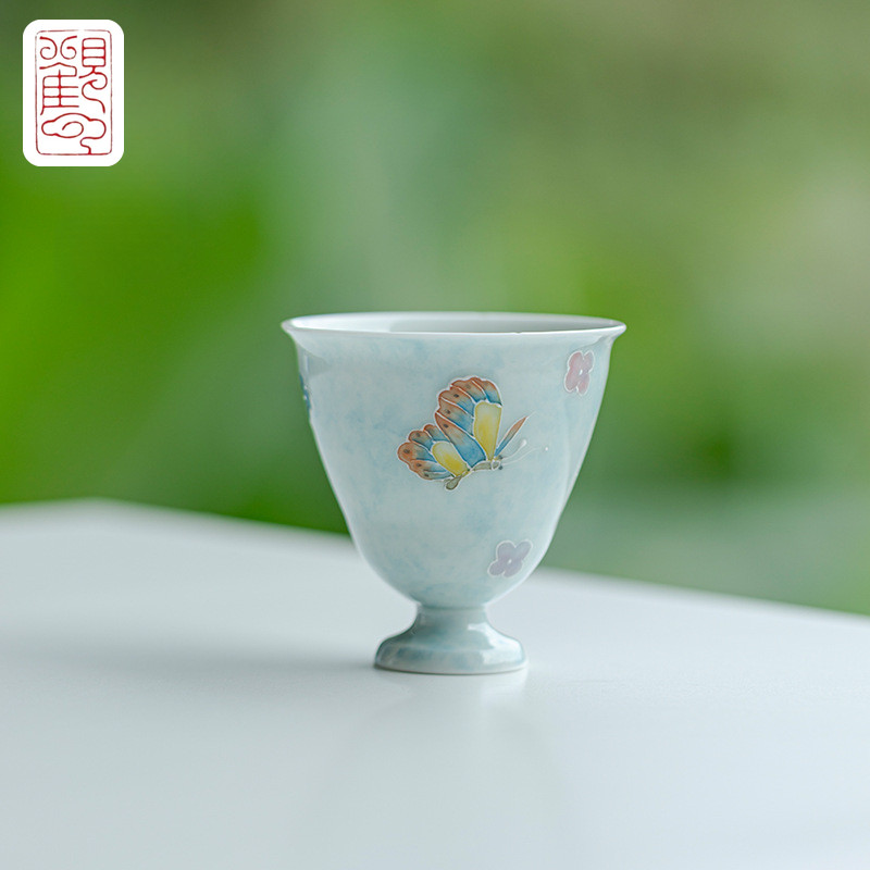 Arita-yaki ทําด้วยมือผีเสื้อ Master Handmade เซรามิคสูงขนาดใหญ่ Teacup อุปกรณ์ในครัวเรือน Teacup ส่ว
