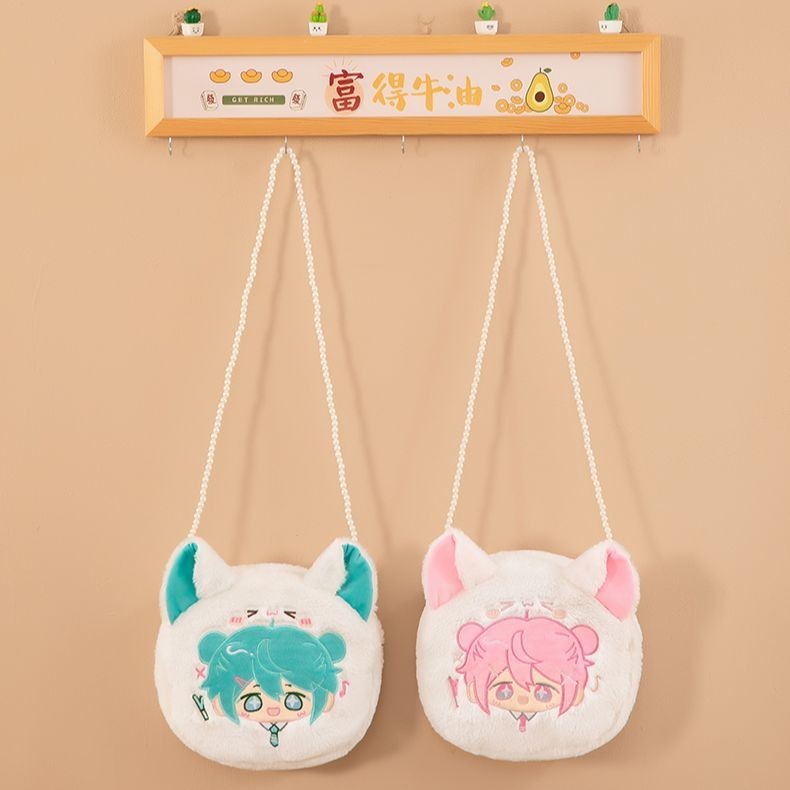 อะนิเมะญี่ปุ่น Hatsune Miku Plush กระเป๋าสะพายข้างกระเป๋าเก็บหูฟังบลูทูธน่ารักสำหรับสาวๆ