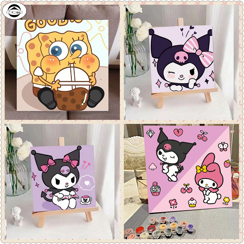 สีโดยตัวเลขสำหรับเด็ก DIY สีโดยตัวเลขกรอบภาพวาดสีน้ำมันดิจิตอล 20X20 ซม. DIY ของขวัญผนังตกแต่งภาพวาด
